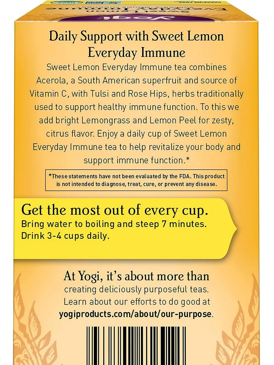 Yogi, Sweet Lemon Everyday Immune, 16 Tea Bags