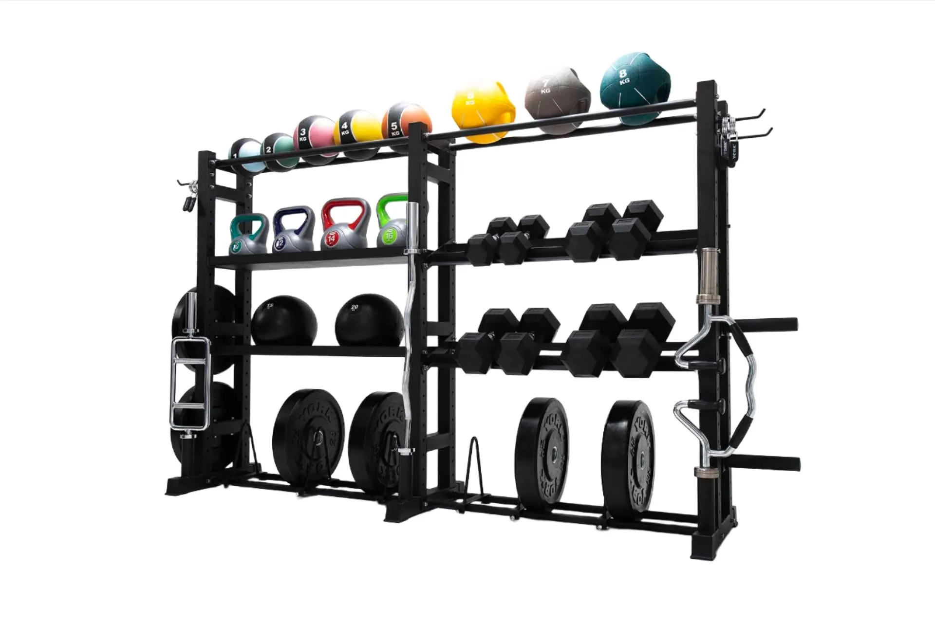York Barbell 4-Tier Functional Weights & Bar Storage  - Black