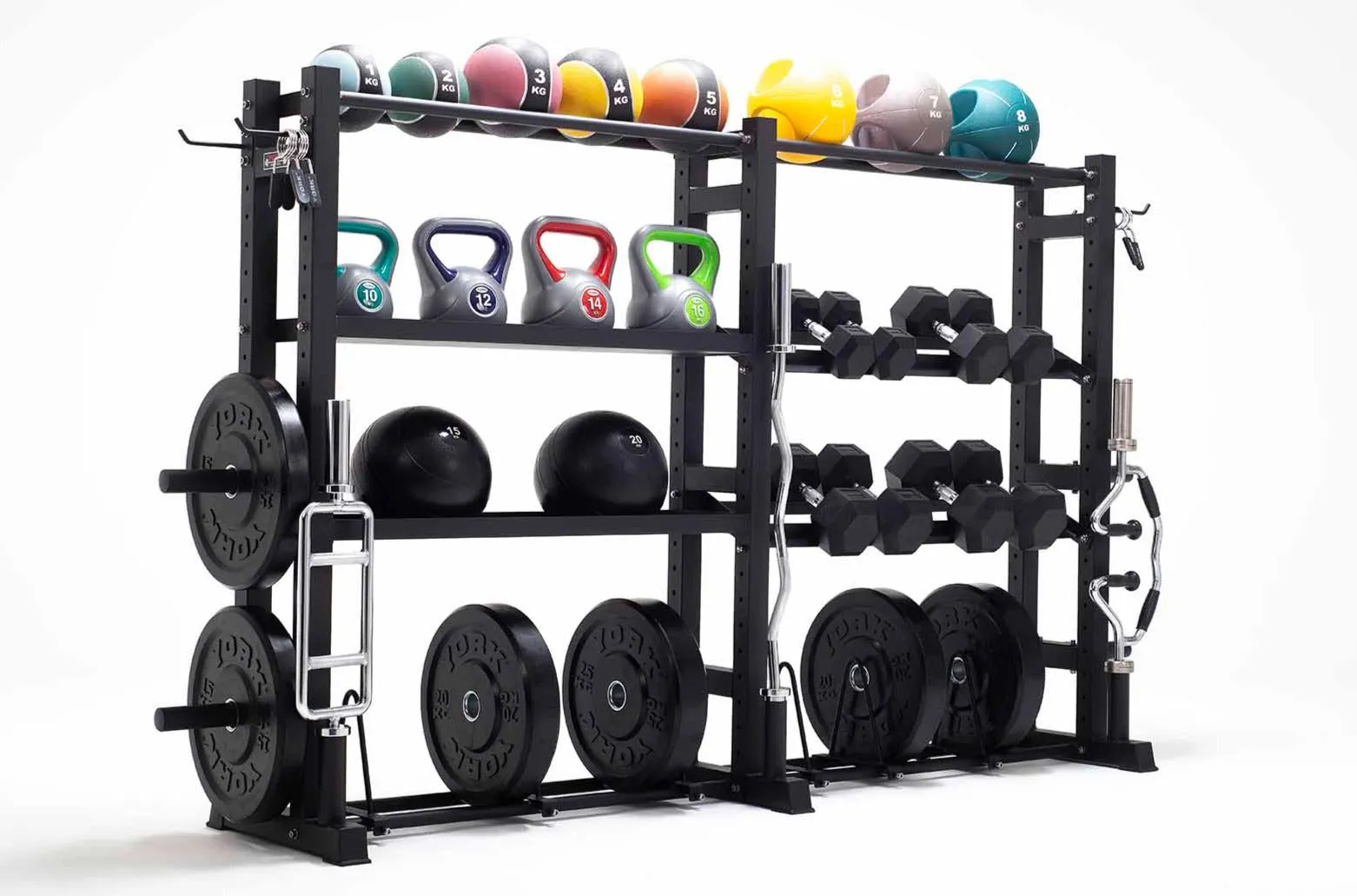 York Barbell 4-Tier Functional Weights & Bar Storage  - Black