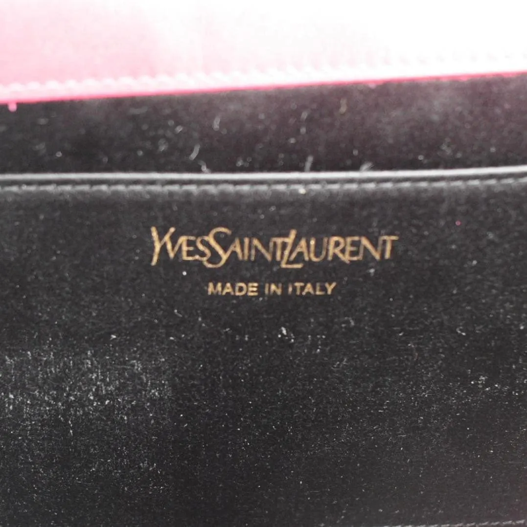 YVES SAINT LAURENT Belle de Jour Leather Clutch Bag Fuchsia