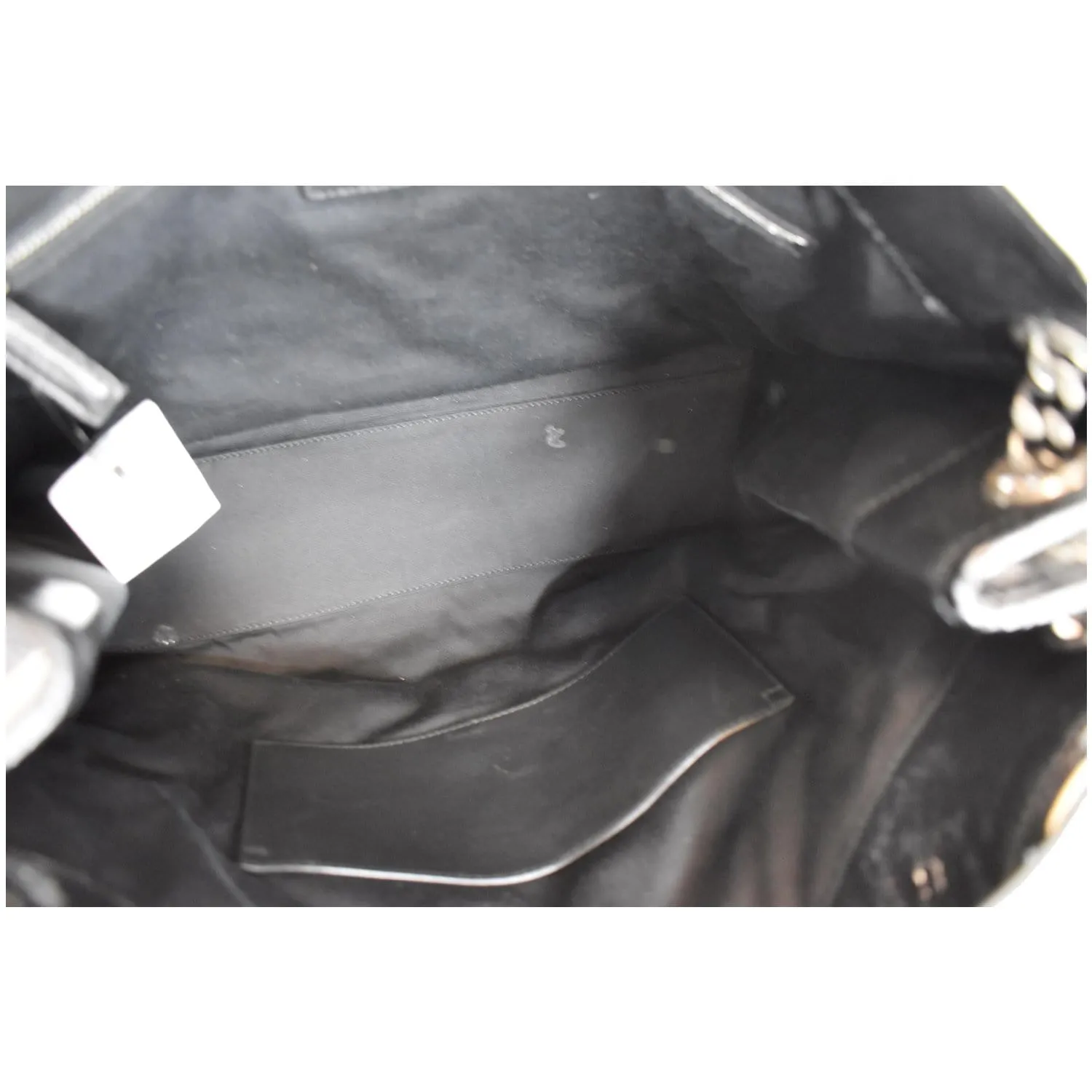 YVES SAINT LAURENT Niki Large Crinkle Leather Shopper Tote Bag Black