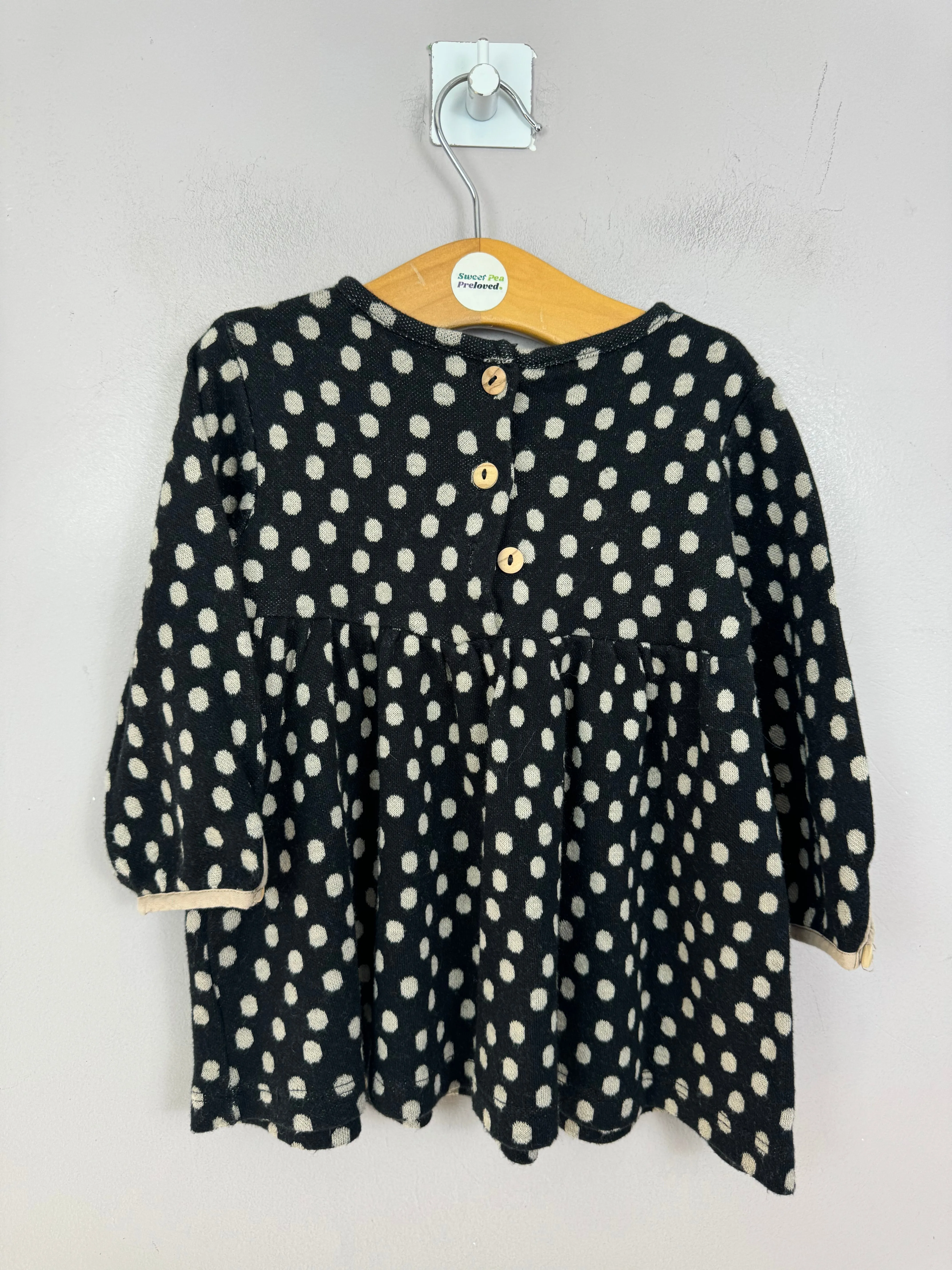 Zara Black Spot Knit Tunic 9-12m
