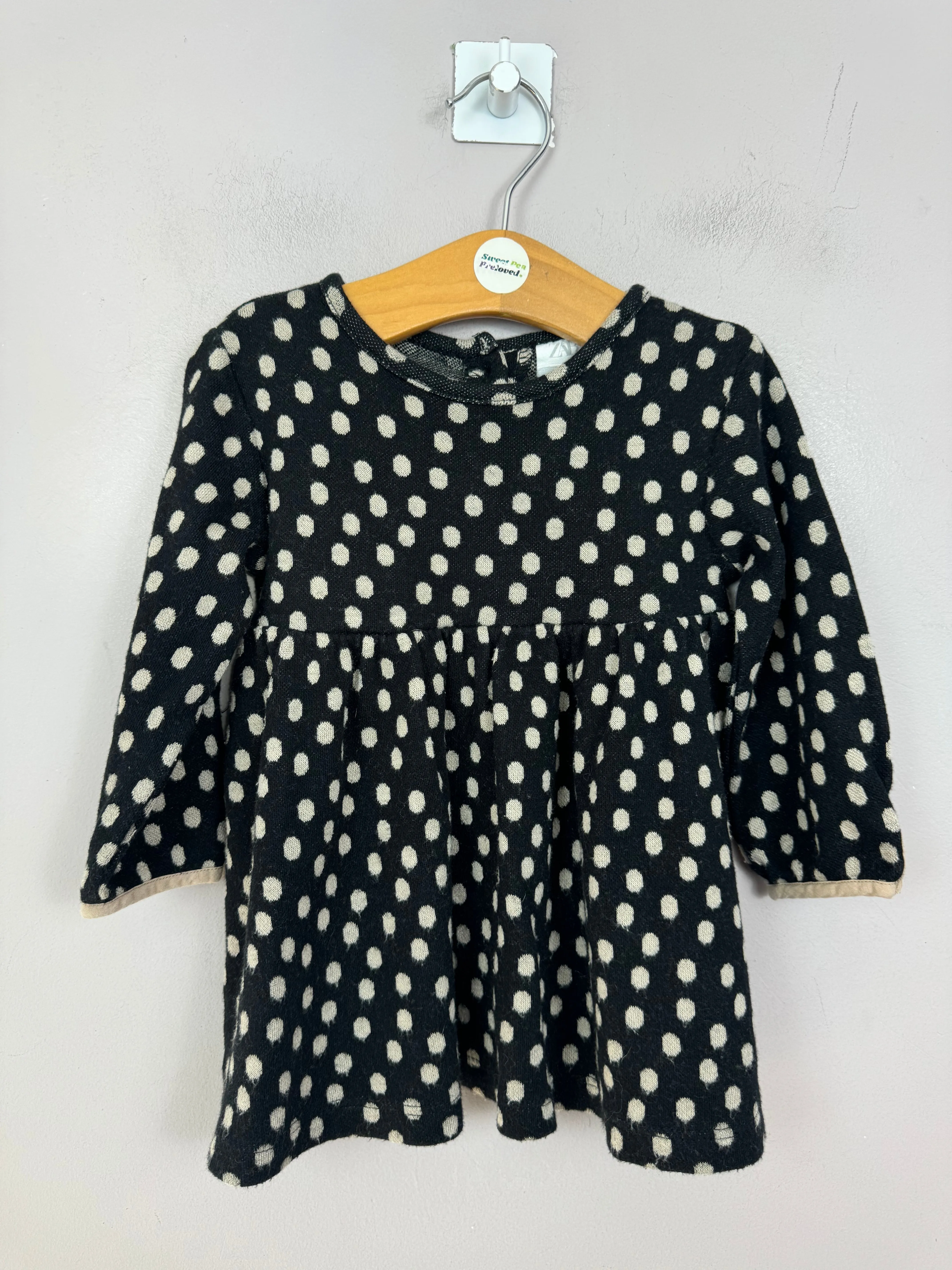 Zara Black Spot Knit Tunic 9-12m